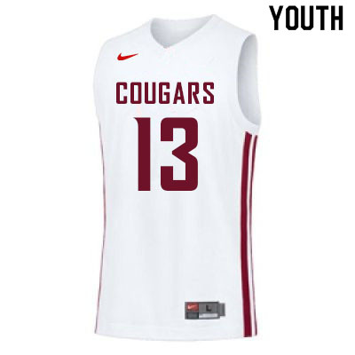 Youth #13 Carlos Rosario Washington State Cougars College Basketball Jerseys Sale-White